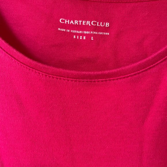 Charter Club Women's Red Tee Short Sleeve Size L - Picture 2 of 4